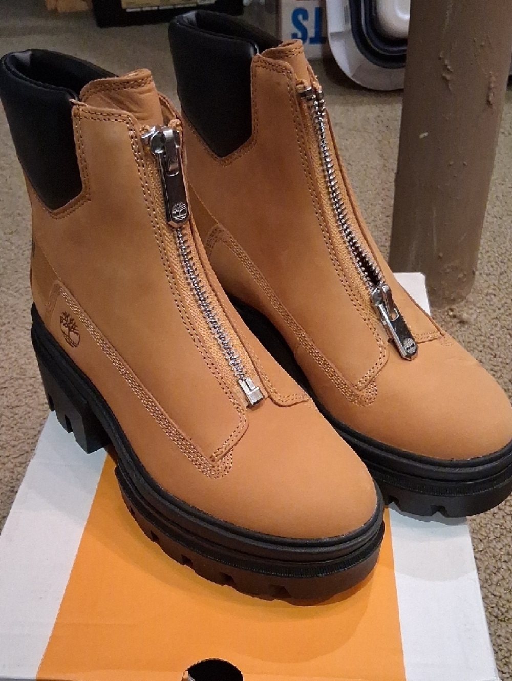 Timberland Women's Wheat Front-Zip Lug Sole Booties - Picture 2 of 8
